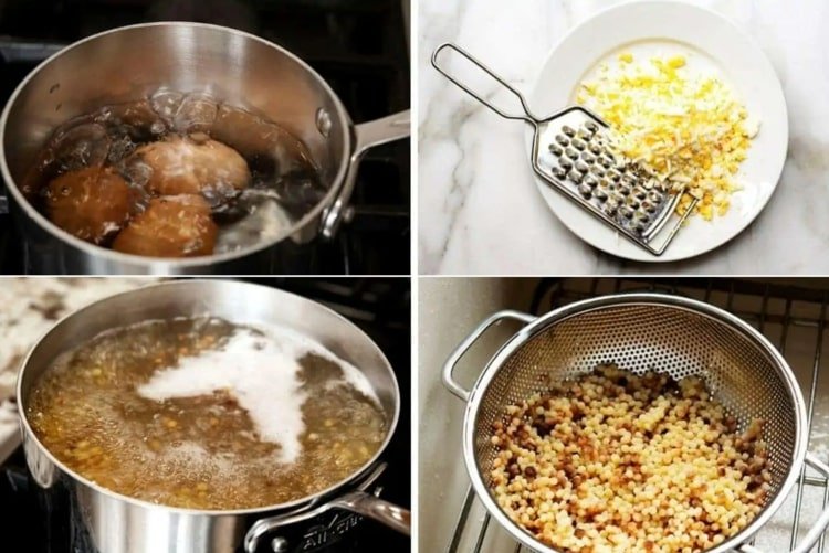 Vajcia a sardínske rezance uvarte a podávajte ako šalát so zeleninou