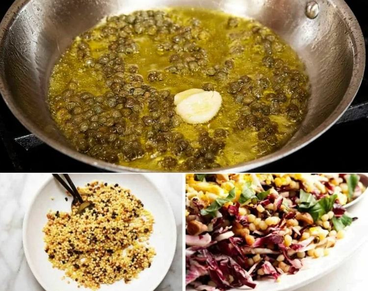 Na cestovinový šalát orestujeme kapary a zmiešame s fregulou