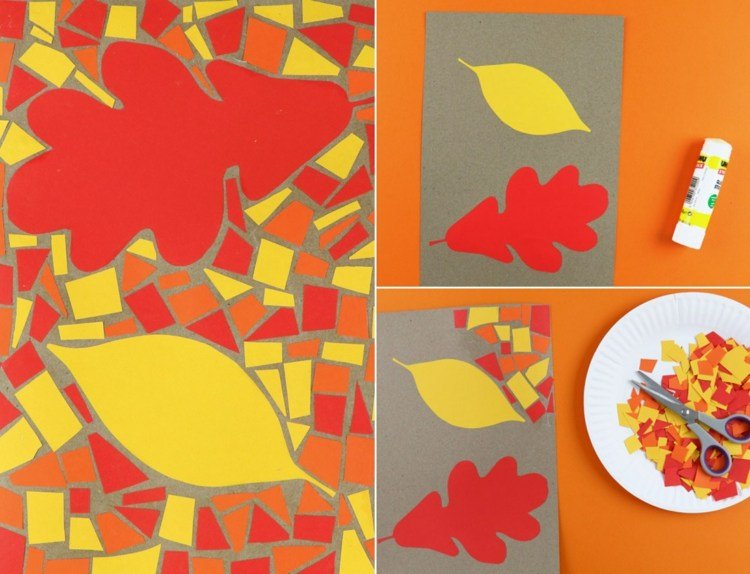 Vytvorte jesennú koláž z útržkov a listov papiera