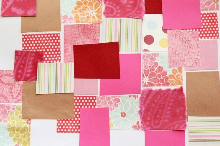 Na koláže z úryvkov použite papier na scrapbooking