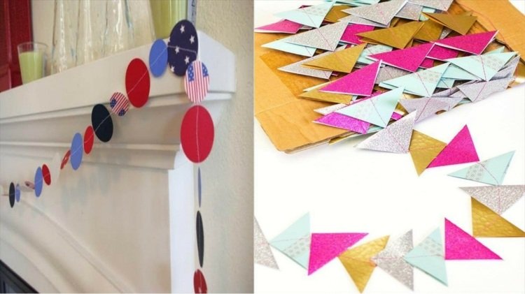 Na papierové girlandy používajte geometrické alebo asymetrické tvary