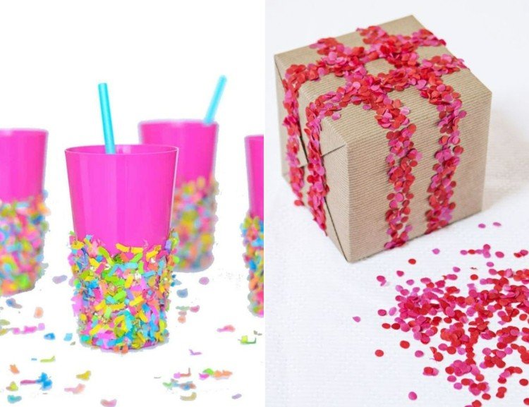 Ozdobte darčekové balenie a párty poháre útržkami