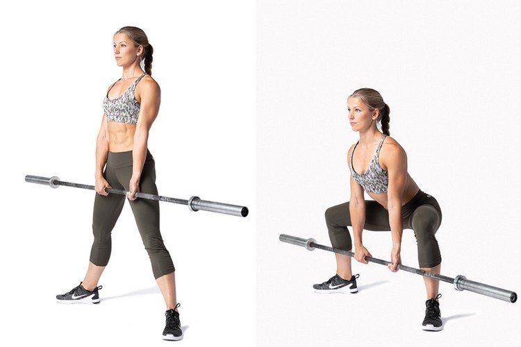 Mŕtvy ťah sumo s poklesmi bokov činky, ako sa zbaviť cvičení