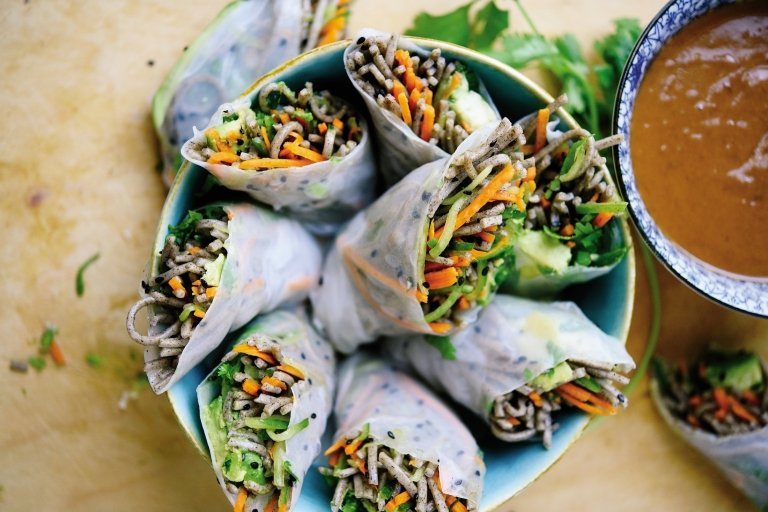 Soba rezance jarný závitok recept vegánska zdravá japonská kuchyňa zdravá