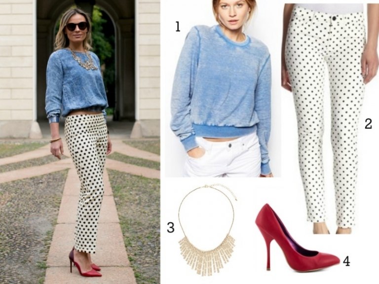 Čo-na seba-dnes-blúzka-rifle-bodky-červené-topánky