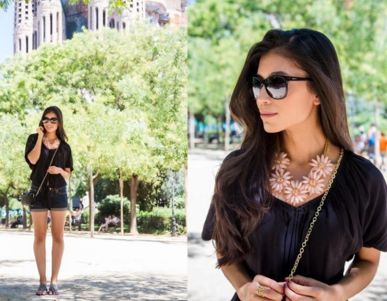 Čo-na seba-dnes-leto-outfity-kraťasy-kvety-náhrdelník