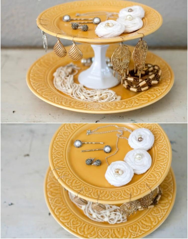 Vytvorte stojan na tortu zo starých tanierov a pohárov