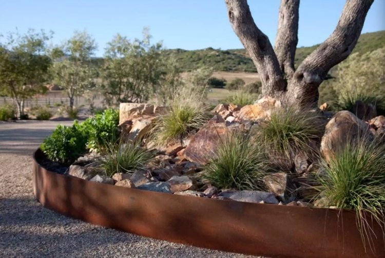 Okolo stromu vytvorte skalku s okrasnými trávami