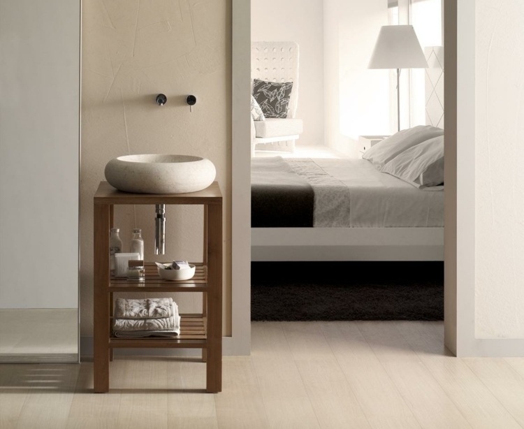 Umývadlo márnosť kamenný drevo moderný vzhľad