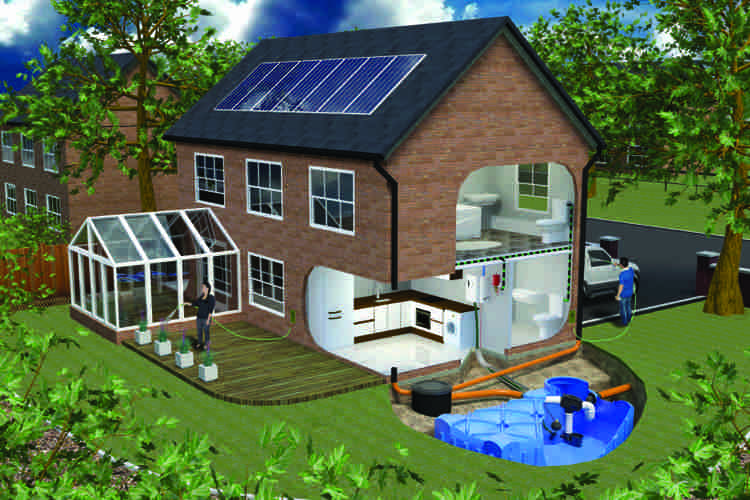 Systém zberu dažďovej vody inštalovaný pod zemou Úspora vody v záhrade-systém zberu dažďovej vody-inštalovaný pod zemou