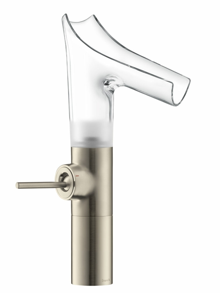 sklenený kryštál axor kov transparentný dizajn nápad kúpeľňa