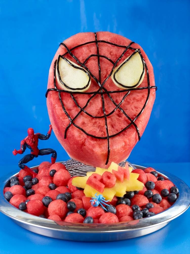 melón-zdobenie-nápady-deti-narodeniny-Spiderman