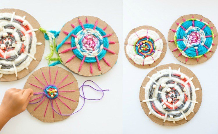 Skvelý nápad s návodom na tkanie s deťmi tkanie-s-detmi-navody-kruhy-deko-priadze-farebne-perly