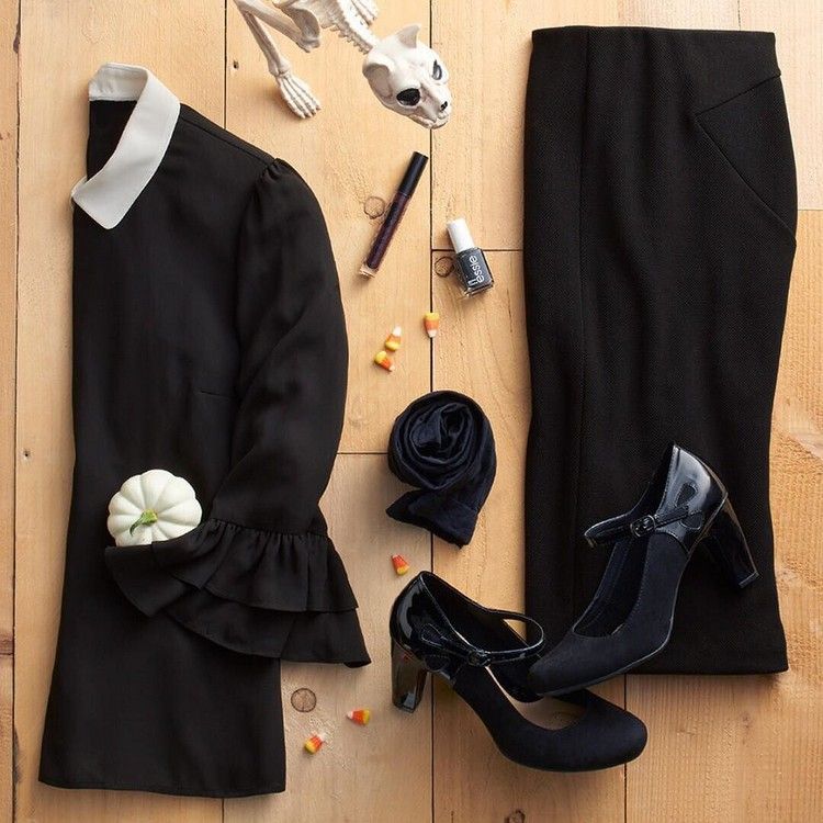 streda-addams-outfit-kostým-šaty-topánky