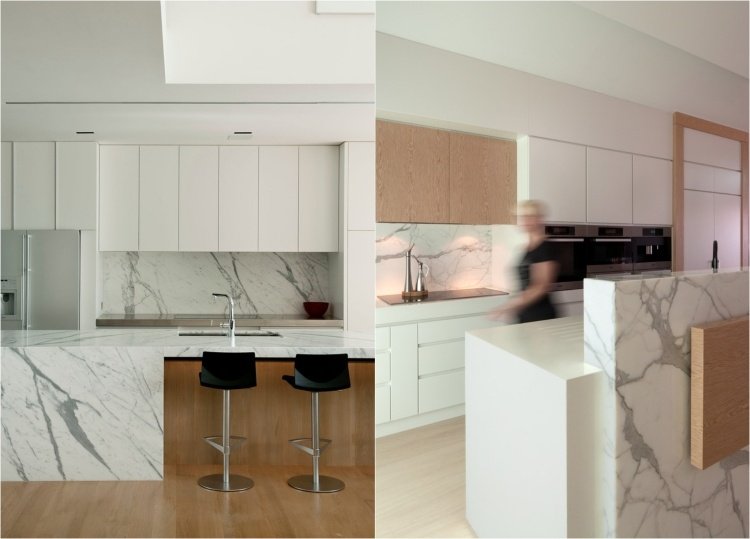 Mramorové kuchynské dosky-kuchyňa-kombinácia-drevo