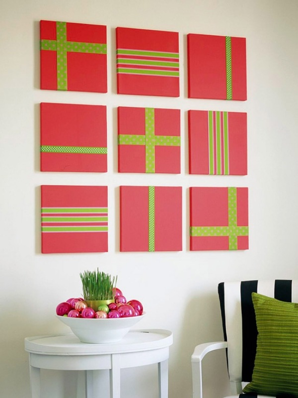 nápady na vianočné dekorácie na stenu urob si sám červená zelená