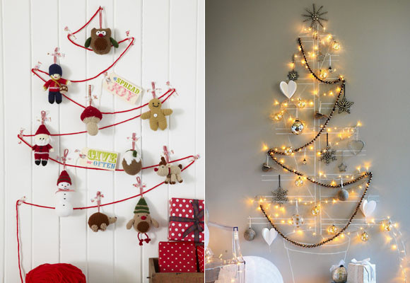 vianočné stromčeky girlandy ozdoby dizajn steny