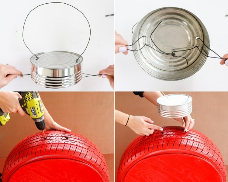 Pohrávanie sa s pneumatikami a plechovkami pre projekt šetrný k životnému prostrediu