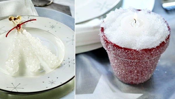 biele sviečky umelý sneh pekný nápad Sviečky umelý sneh pekný nápad Vianoce