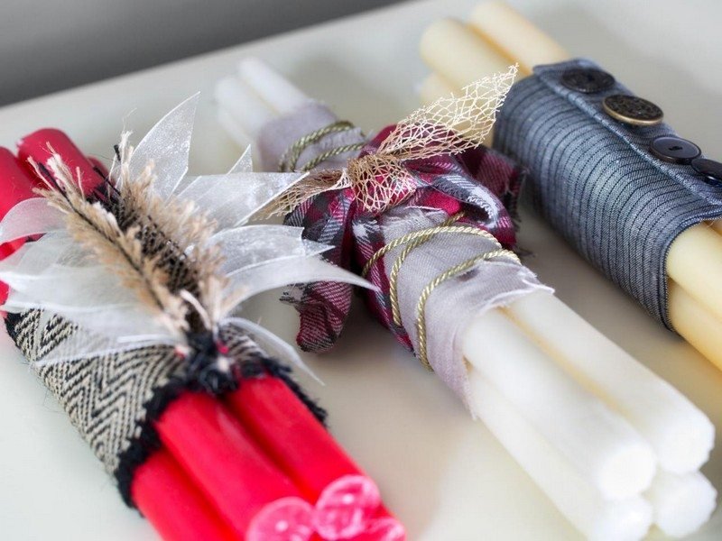 Vianočná dekorácia - darujte sviečky starým rodičom Vianočné remeselné nápady-2015-darčekové nápady-svokry-balenie sviečok