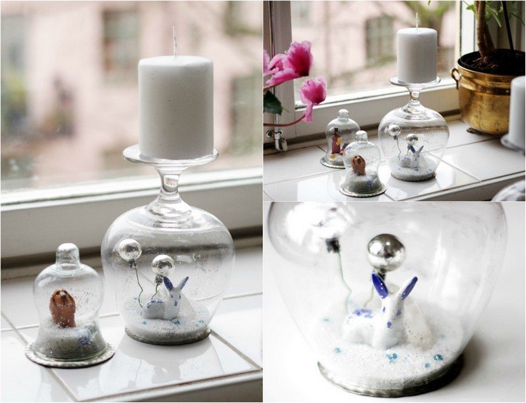 Vyrobte si sami kombináciu držiaka na snehové gule a sviečky Vianočné nápady remesiel 2015 darčekový držiak na sklenenú guľu