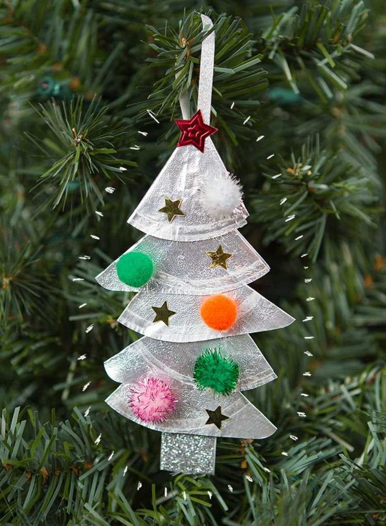 vianočné remeslá deti veko fólia strieborná farba bobble stars