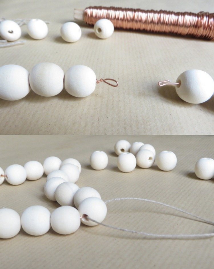 na konci drôt zatvorte a zviažte vianočné remeslá-deti-drevené-korálky-hviezdičkové-návody-ohýbanie bieleho drôtu