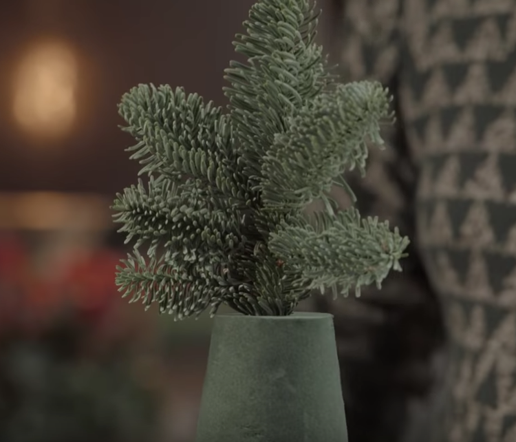 Vložte vetvu jedle do kvetinovej peny