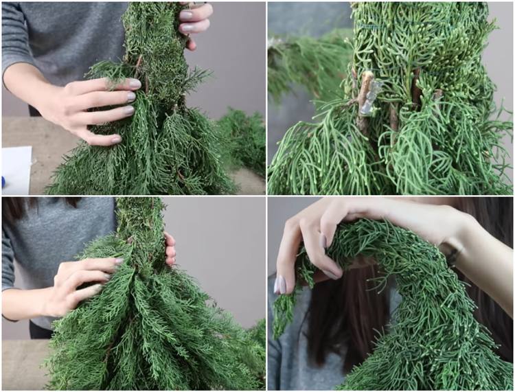 Viazanie stromov z jedľových konárov Pokyny