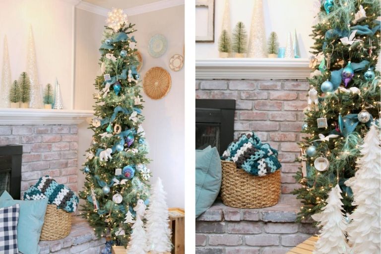 Americké nápady na dekoráciu vianočného stromčeka s ľadovými medveďmi a modrými ozdobami