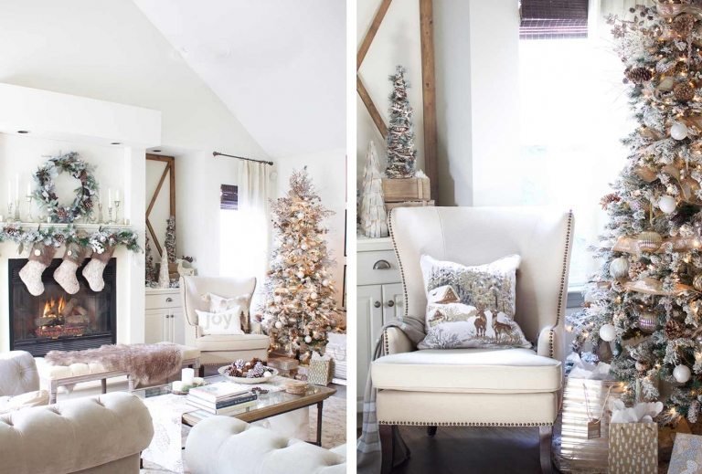 Trendy s nostalgickými ozdobami vianočných stromčekov s umelým snehom s vintage vianočnými guľami a girlandou z organzy