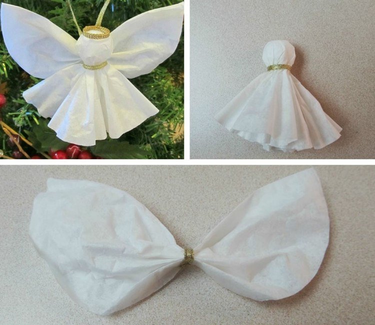 Ozdoby na vianočný stromček vyrobené z kávových filtrov ozdoby na vianočný stromček vyrobené z papiera, anjelský obrúsok, kávový filter, nápad