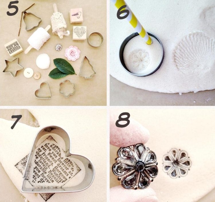 Ozdoby na vianočný stromček Tinker -deti-soľné cesto-diy-tlač-biele-sušienkové formy-pečiatka