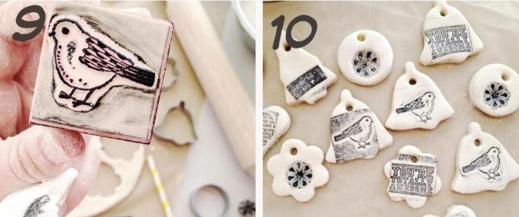 Ozdoby na vianočný stromček-drotár-deti-soľ-cesto-kutilské figúrky-tvary-biela-pečiatka