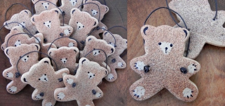 vianočný stromček-dekorácie-drotár-deti-slané-cesto-medvedík-závesný-drôt-hnedý