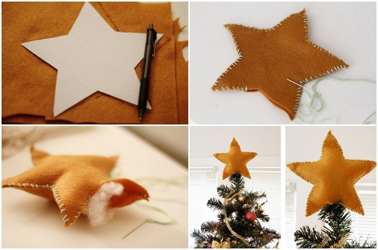 Drotárska hviezda na vrch vianočného stromčeka z plsti Návod