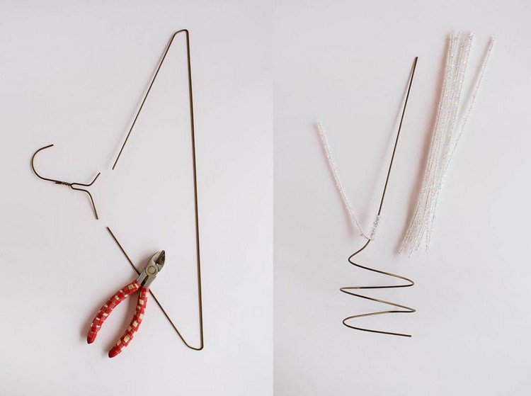 Návod na drotárovanie vianočného stromčeka z vešiakov na šaty