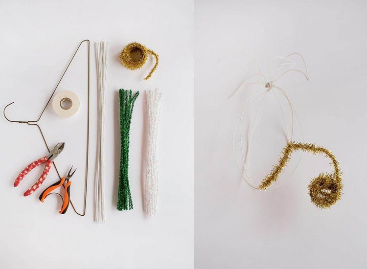 Materiály na výrobu vrcholov vianočných stromčekov vyrobené z čističov rúr