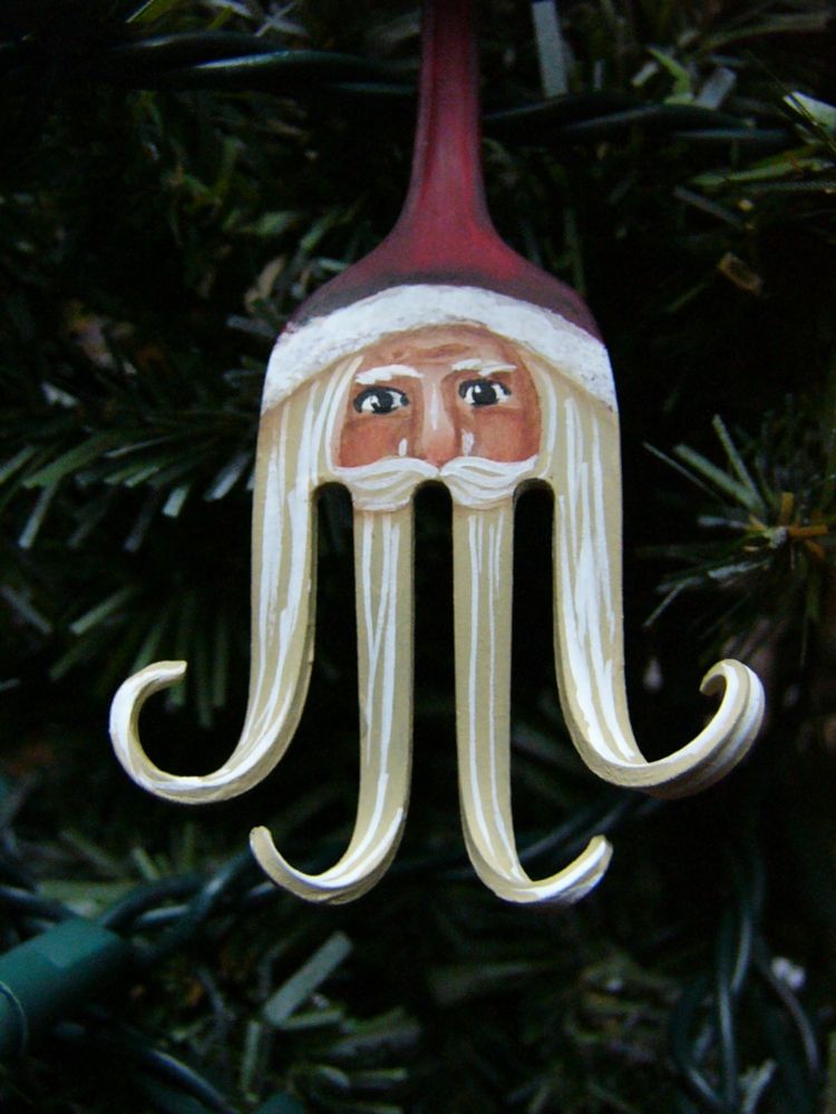 Kovové vidlice je možné ohýbať a lakovať vianočná dekorácia kovová vidlička farba na fúzy santa claus