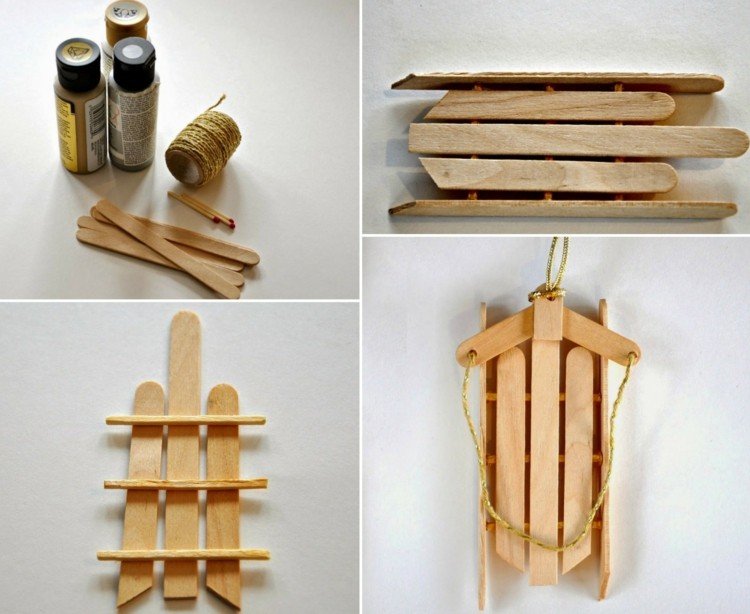 drotár vianočné ozdoby sánky-zmrzlinové tyčinky-urob si sám-návod