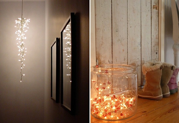 Dózy na zaváranie rozprávkové svetlá nápady na výzdobu chodby Vianočné nálady v predsieni nápady na výzdobu víl