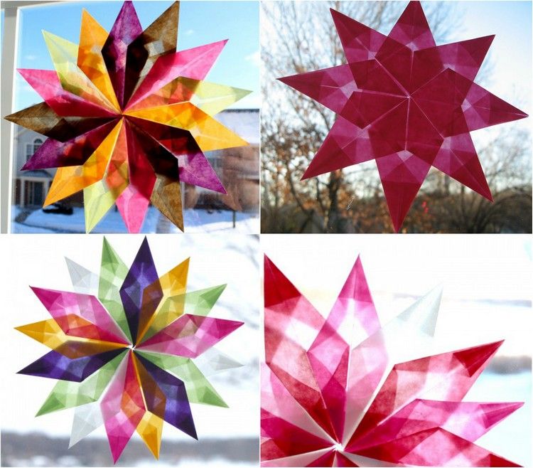 Vytvorte hviezdy s niekoľkými bodmi vianočné dekorácie-okná-hviezdy-drotár-rôzne-farby-vzory-nápady