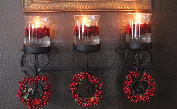 vianočné ozdoby sviečky bobule mini vence nápady na vianočné dekorácie sviečky bobule mini vence