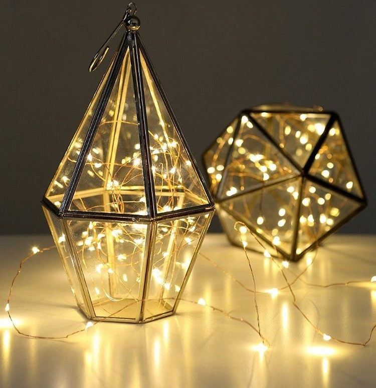 batériové LED rozprávkové svetlá v sklenených teráriách vianočné dekorácie-sklenené-urob si-sám-batériou poháňané-led-rozprávkové svetlá