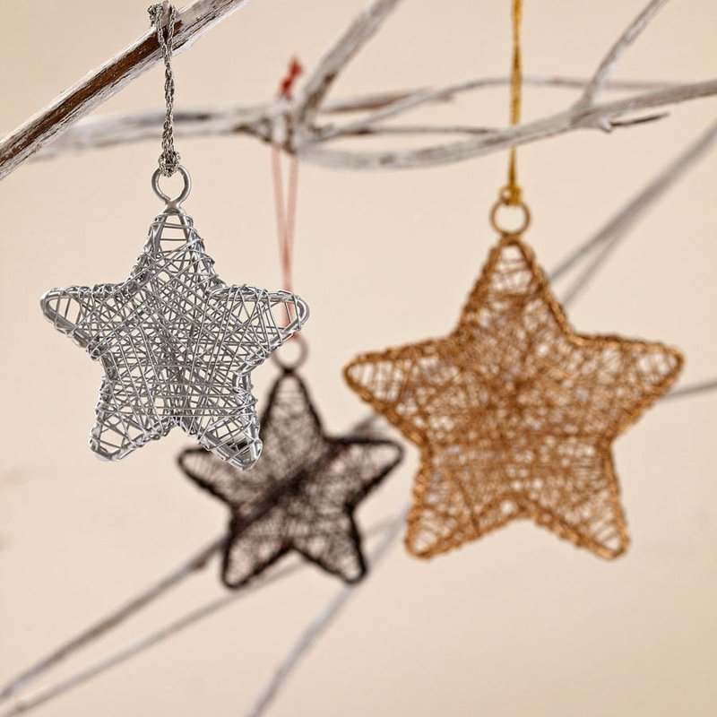 vianočná dekorácia s hviezdičkami drôtené kovové drôtené kutilstvo strieborné zlato