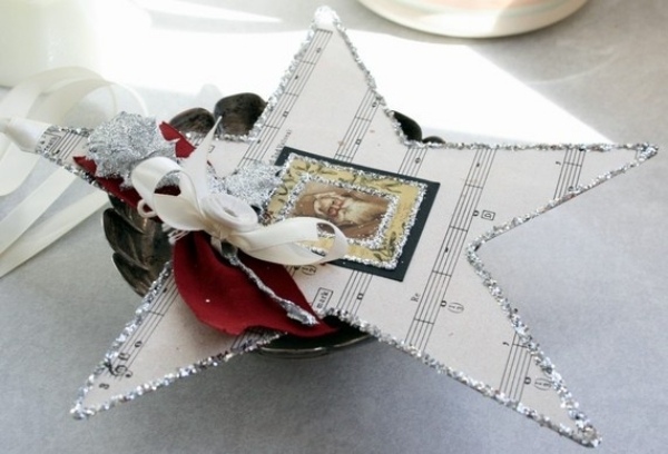 Kartónová hviezdna hudobná kniha list-ručné dekorácie-zimné sviatočné-vianočné