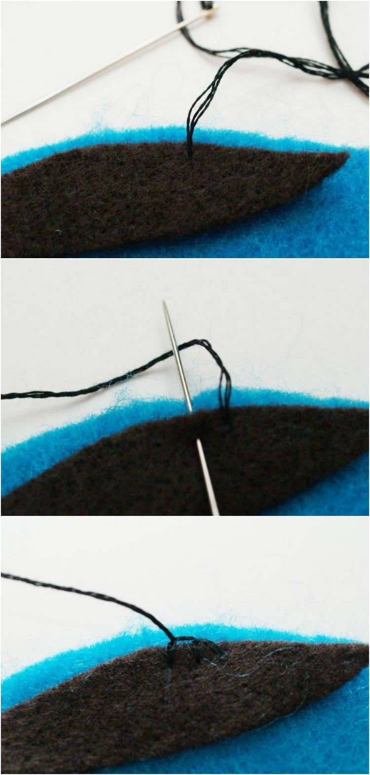 urobte jednoduché švy ihlou a niťou vianočné dekorácie-podrobné pokyny-kakaové kúsky-hnedé