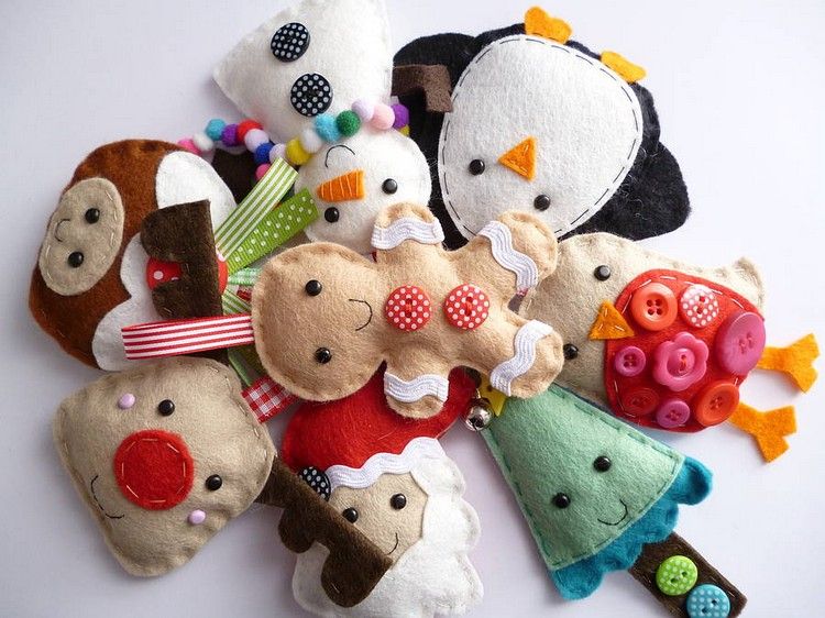 Ušite prívesok na vianočný stromček z filcu vianočné dekorácie-blízke nápady-vianočné stromčeky-dekorácie-prívesky-plsť