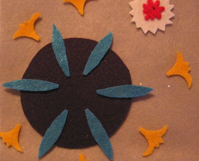 Kvety opúšťajú časti vyrobené z plsti Časti vyrobené z plsti