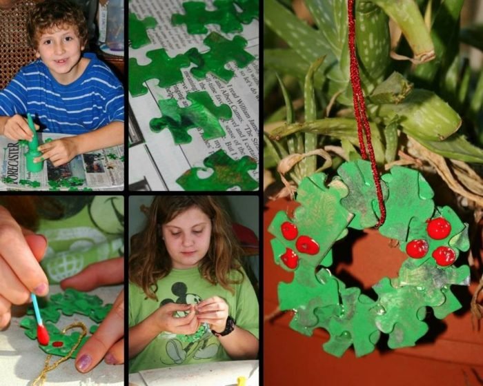 vyrobte veniec z dielikov puzzle Detské ručné práce-dieliky puzzle